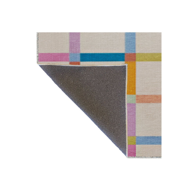 Tapis décoratif lavable à la machine beige, Tapis de couloir 3 pi 3 po x 6 pi 7 po
