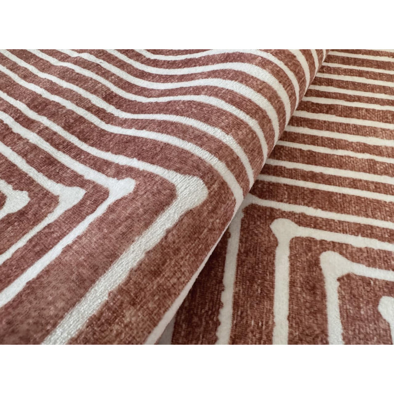 Tapis d'intérieur lavable à la machine Knidos - tapis beige et orange 4 pi x 6 pi, Rectangle 4pi x 6 pi