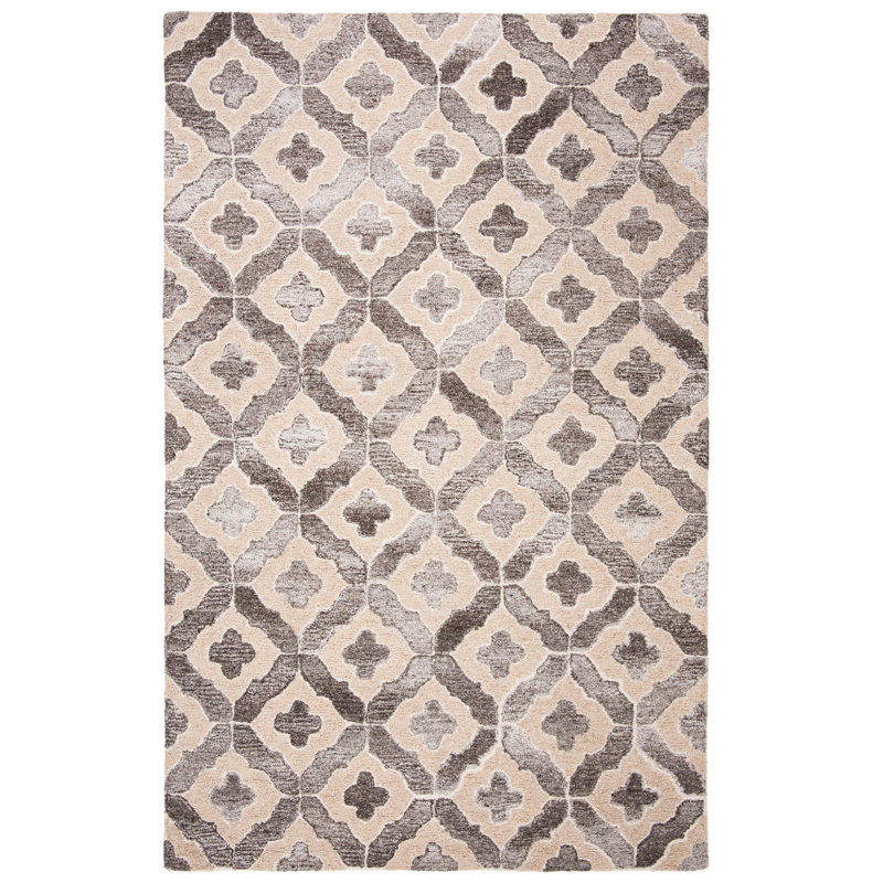 Herewardus Hand Tufted Performance Geometric Rug, Rectangle 4' x 6'