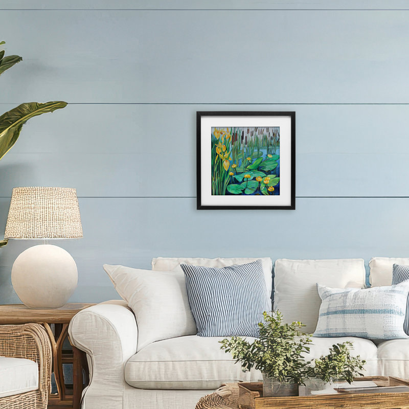 «Blooming Water Lilies Pond», reproduction encadrée sous verre, design par Violeta Vollmer, H 13 po x l 13 po