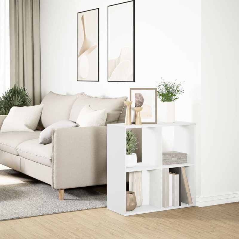 Sazya 69.5cm W Bookcase, (2 Shelves) 69.5cm H x 69.5cm W x 29cm D, White