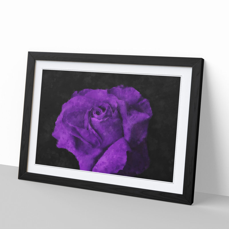Purple Rose Flower Vol.3 - Framed Print, 27cm H x 36cm W x 2cm D, Black Framed