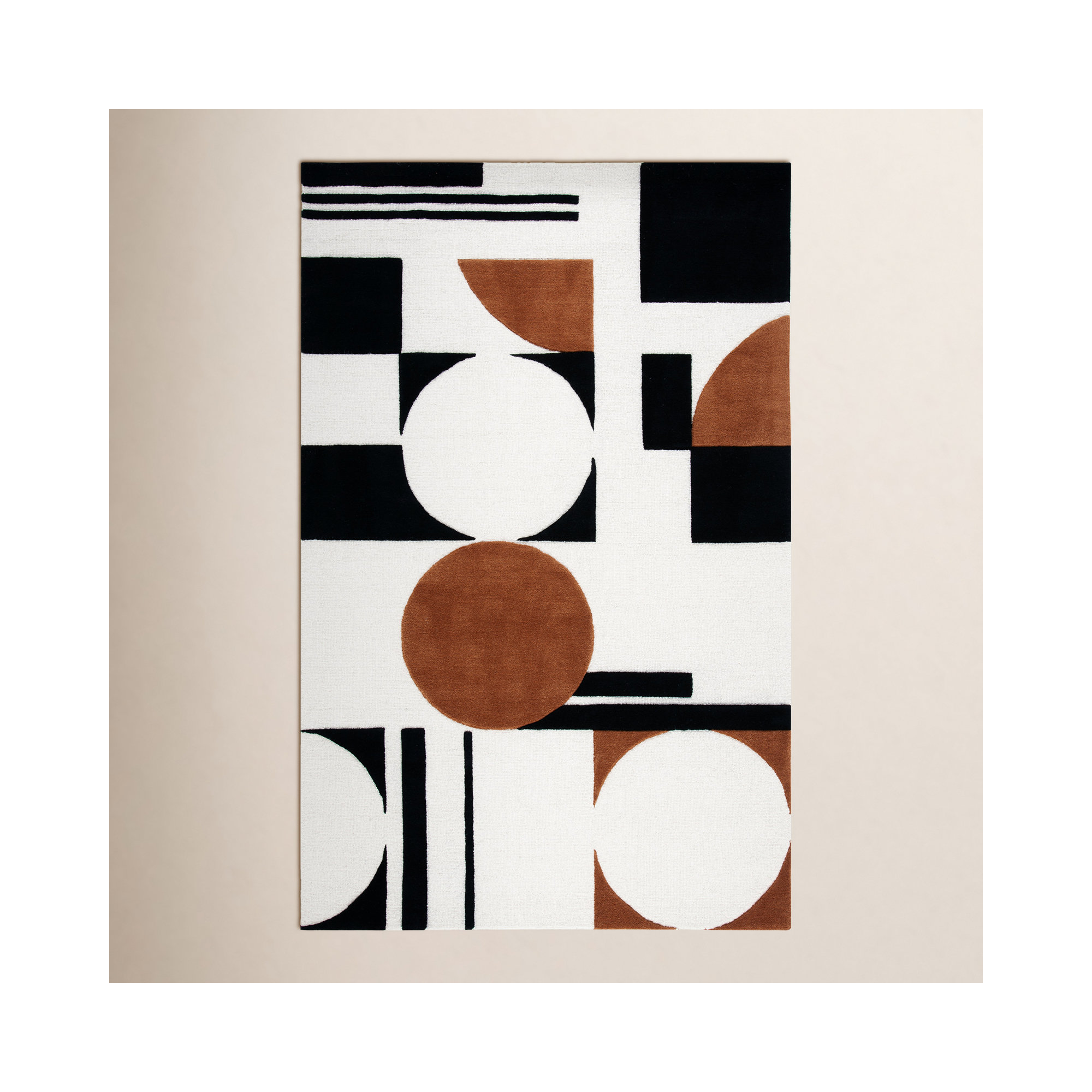 Antoni Handmade Wool Ivory/Black/Brown Rug, Rectangle 6' x 9'
