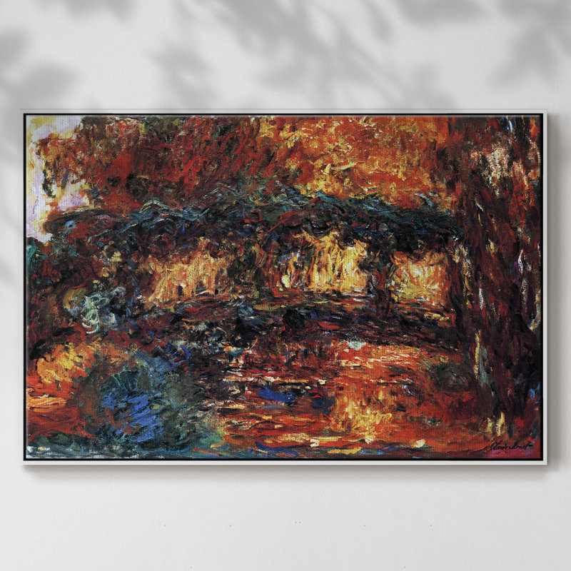 Le pont japonais encadré sur toile par Claude Monet, Blanc, H 27 po x l 41 po x P 2 po