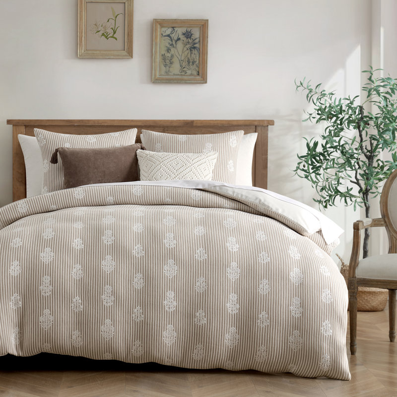 Peri Home Wildflower Jacquard Comforter Set, King, Tan, King Comforter +  2 Shams