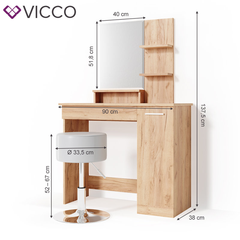 Algarin Dressing Table with Mirror, Brown
