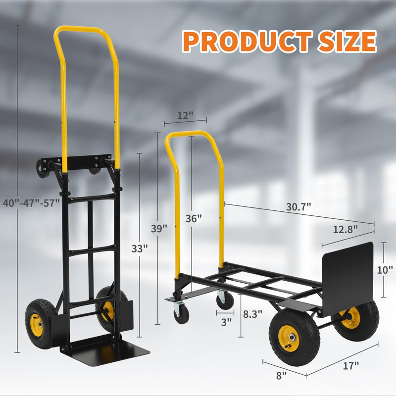 Stair Dolly - 2-In-1 Stair Climbing Dolly with Never-Flat Wheels | 400 LB Capacity for Heavy-Duty Moving | All-Terrain Use for Warehouse, Office, Grocery, Garden & Industrial
