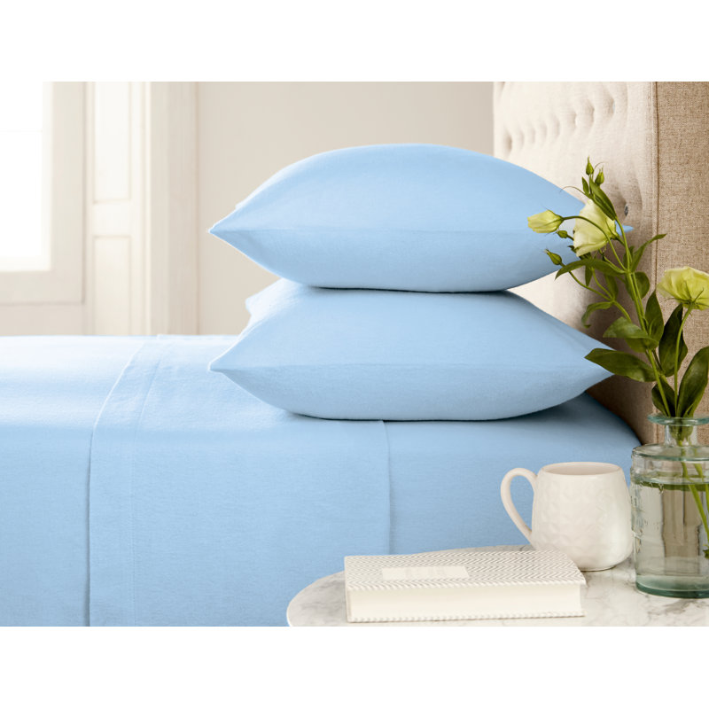 100% Brushed Cotton Fitted Sheet, Chambray Blue, Super King (6')