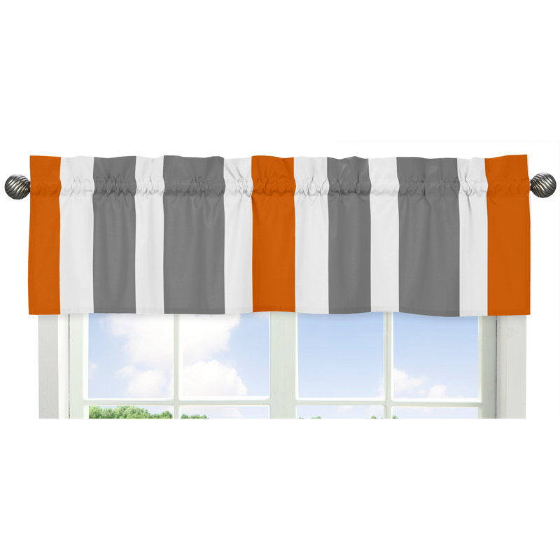 Cantonnière de fenêtre à rayures, Gris / Orange