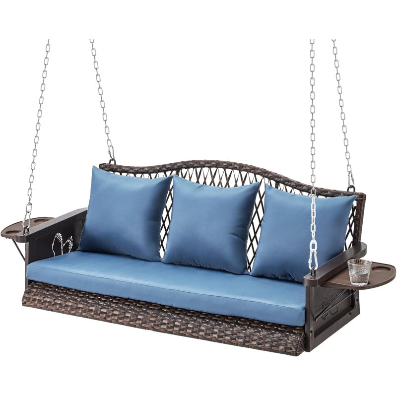 Balancelle Jolliff, 900 lb, conception unique et confortable, Brun, Bleu clair