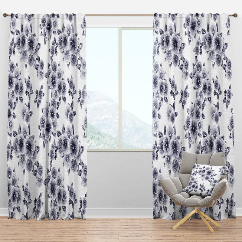 Panneaux de rideaux semi-transparents avec passe-tringle floral, l 52 po x L 120 po