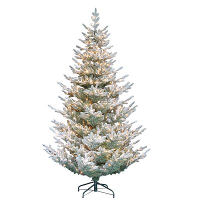 7'6"" H Green Realistic Artificial Spruce Frosted Christmas Tree with 450 Lights -  The Holiday Aisle®, 89044BD7465548B7B6C82E9527823026