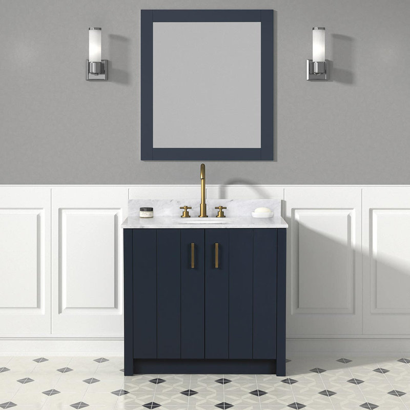 Ensemble de meuble-lavabo simple l 36 po, Marine, Or