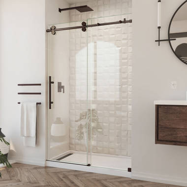 Eclipse Frameless Sliding Barn Door Shower Door in Black with