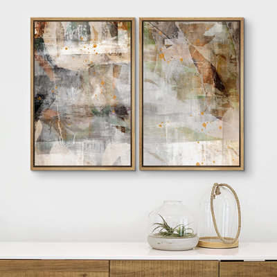 Grunge Abstract Paint Stroke Effect " Brown Black Grunge Stroke Collage " 2 - Pieces