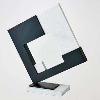Geometric Plane Sculpture-Marble 17"H x 5"W x 16"D Decorative Sculpture