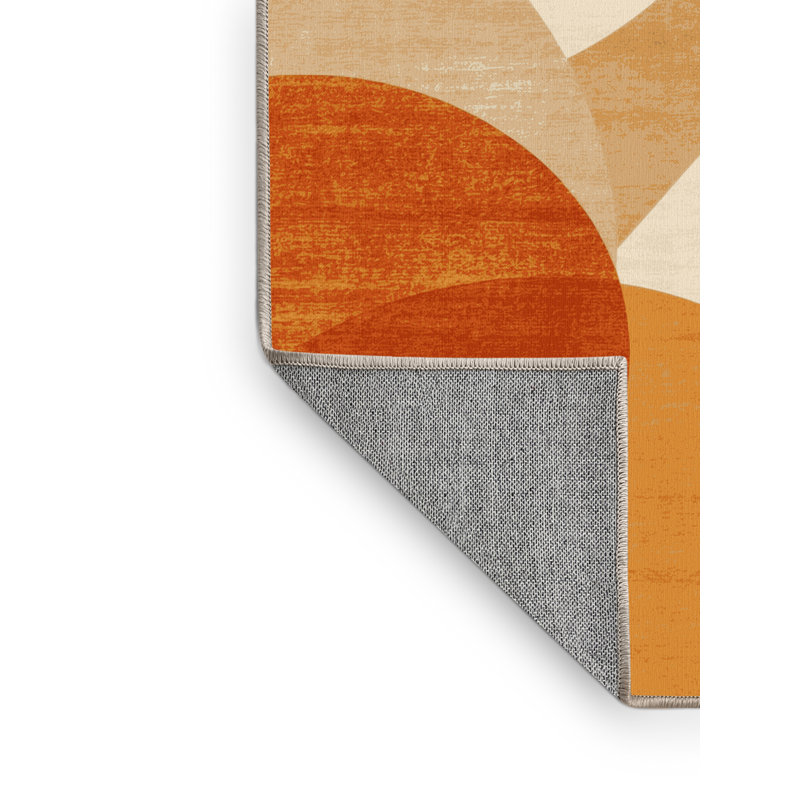 Machine Washable Kirkwood Orange Modern & Contemporary Rug in Brown – Beige Binding, 8x10