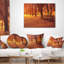 Bancs recouverts de neige en soirée - Coussin imprimé paysage-700299532-700299528