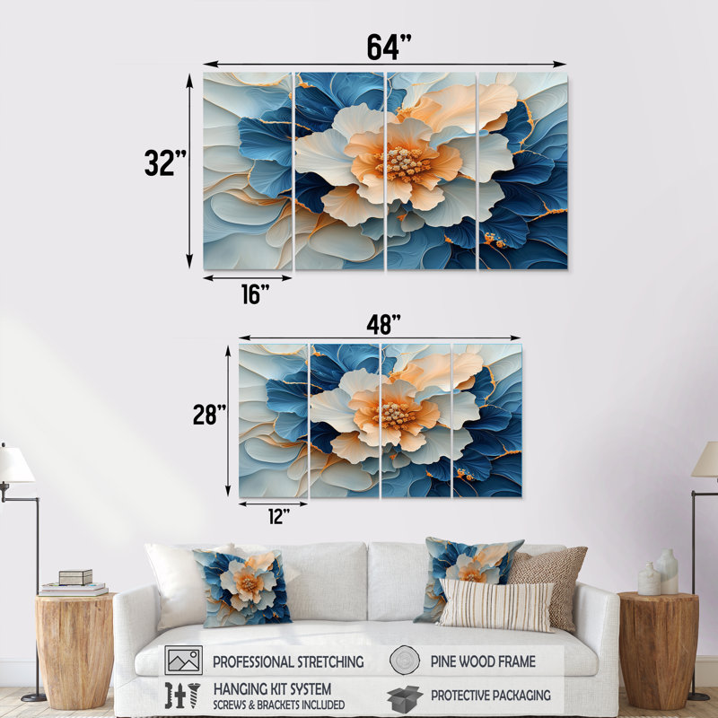 Abstrait aquarelle de pivoines sur une rivière de marbre II - pivoines, décoration murale - art mural traditionnel, 4