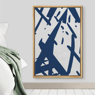 Signe, reproduction d'art sur toile encadrée, motifs croisés, motifs géométriques, illustrations, art moderne, bohème, urbain, multicolore, cool pour le salon. Chambre à coucher. Bureau - 24 po x 36 po blanc