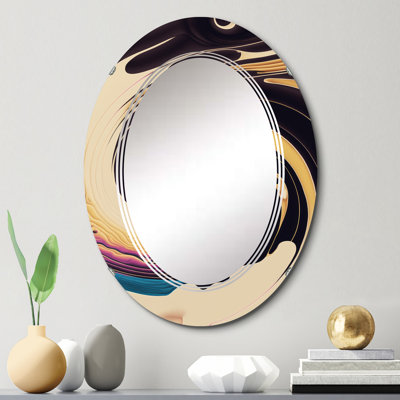 Purple, Gold And Blue Swirl I - Modern Spiral Wall Mirror