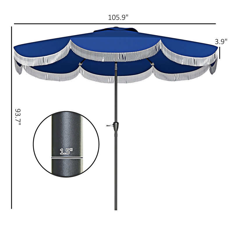 Parasol d'extérieur avec manivelle, Navy Blue