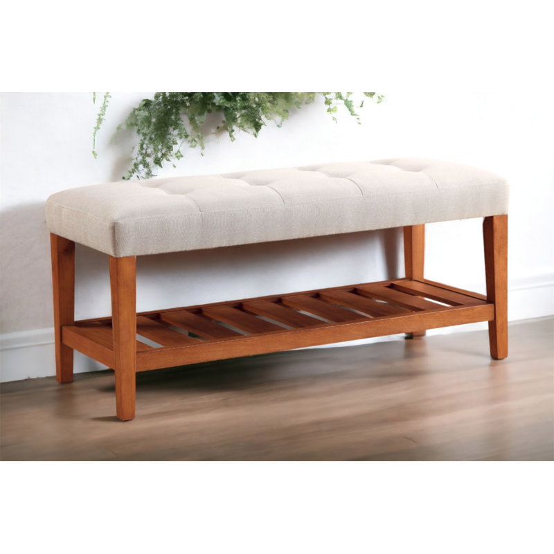 Banc en tissu gris clair Charla, Gris clair