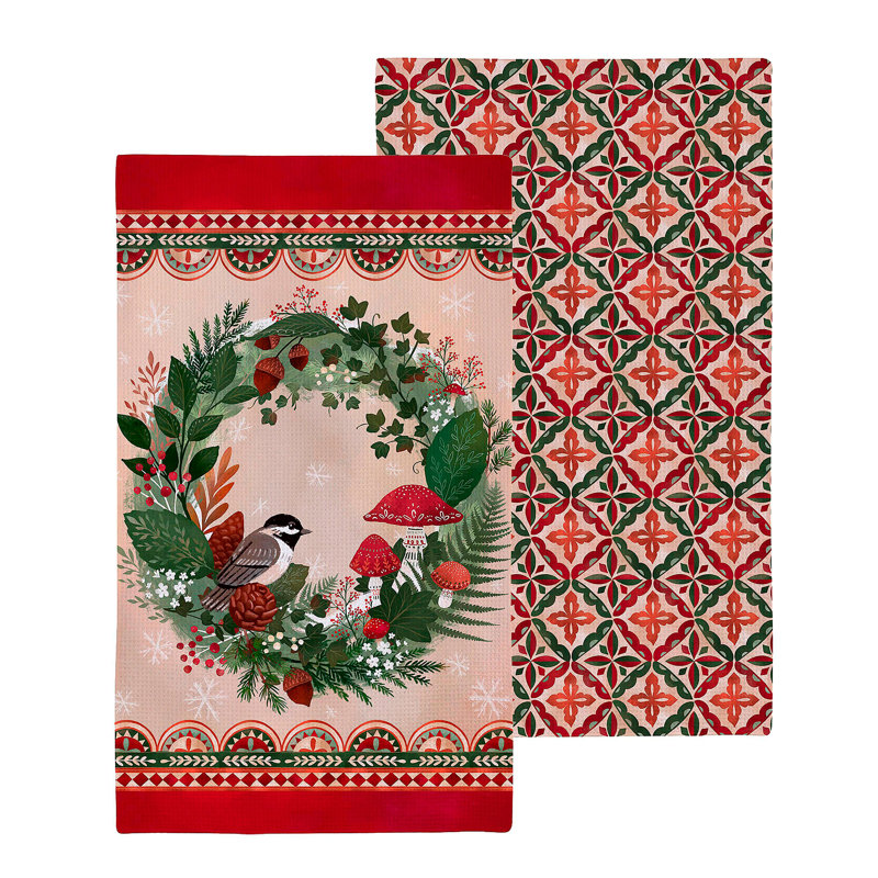Serviette de cuisine Wreath & Scallop Motif