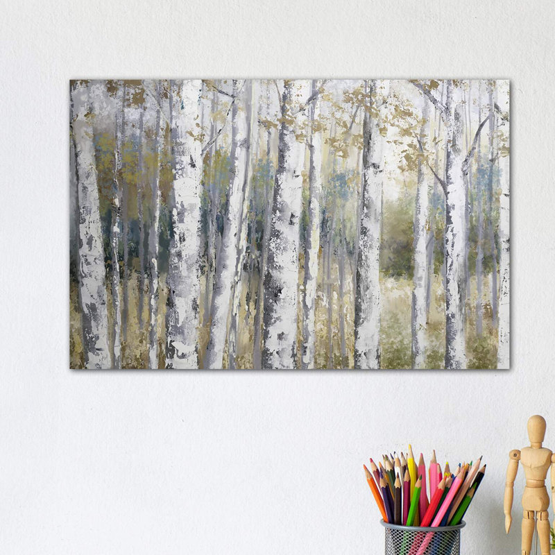 Hidden Birch by Nan - Wrapped Canvas Painting, 20.32 cm H x 30.48 cm W