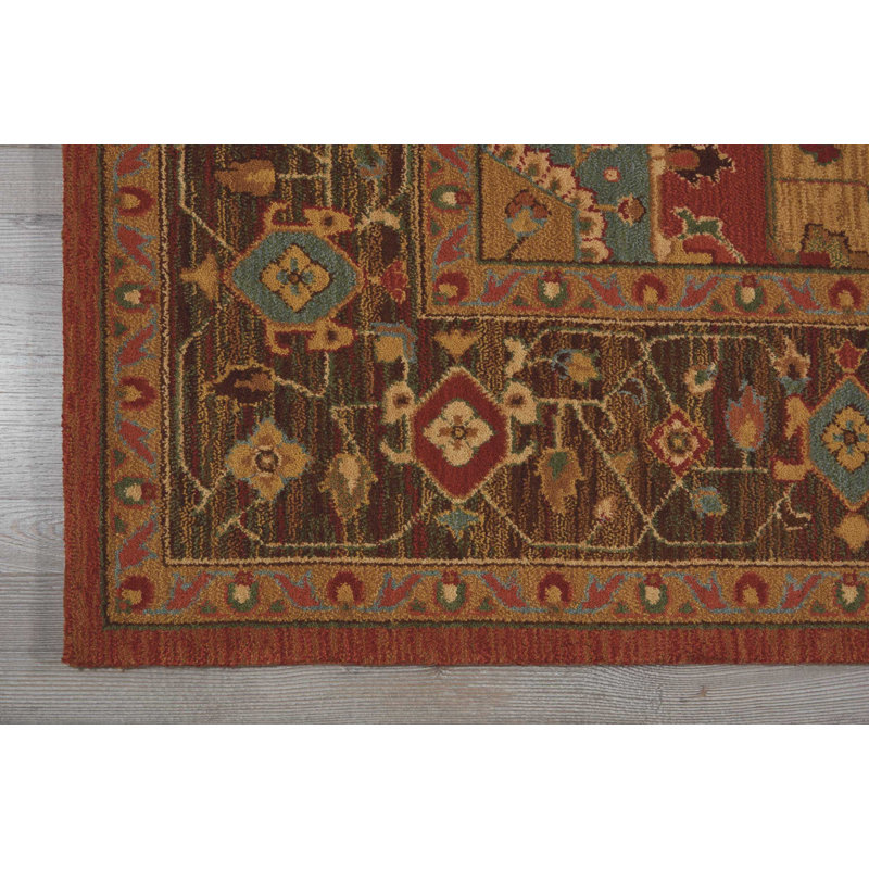 Tapis oriental en laine brun Jimena, Rectangle 3 pi 6 po x 5 pi 6 po