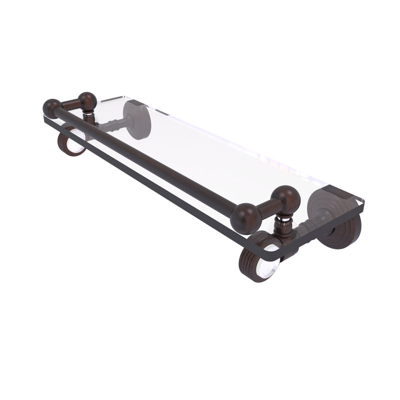 Jarrell Glass Bracket Shelf with Towel Bar, Venetian Bronze, 3.5" H x 16" W x 5.5" D