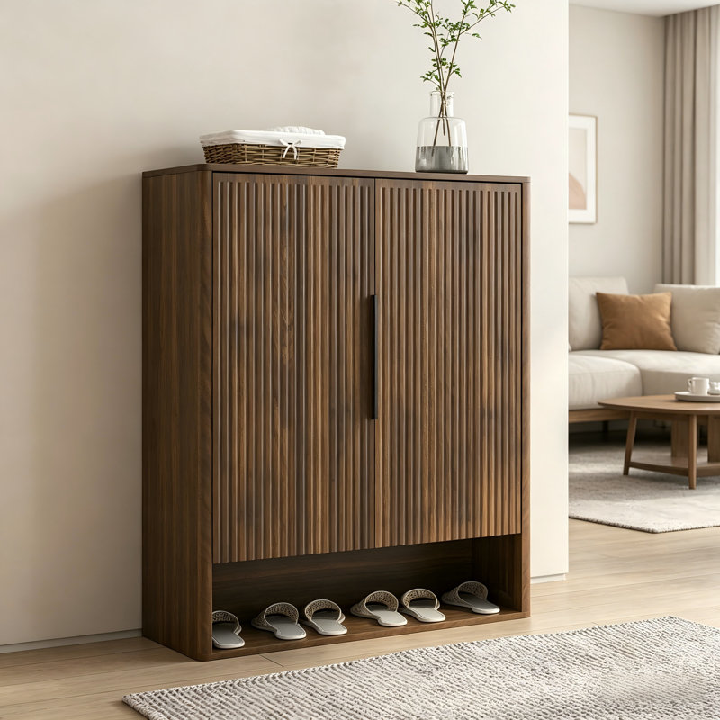 Shoe Storage Cabinet, Wooden Shoe Cabinet with Doors Modern Shoe Organizer with Adjustable Shelves,for Entryway, Hallway, Living Room
