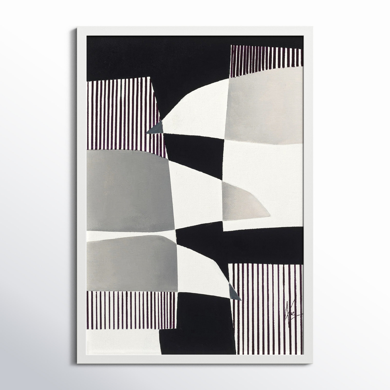Fortepiano Piano by Lee Lessem, White Framed, 50" H x 35" W