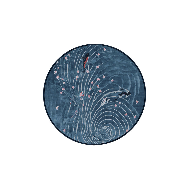 Machine Washable Gray Area Rug, Round 8'