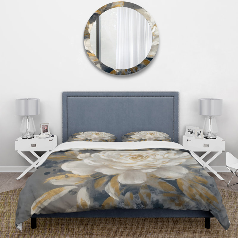 Ensemble de housse de couette Emotion Of White Gold Peony Flower II Bedding