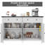 Buffet Buffet, blanc - grand rangement de cuisine de ferme avec 2 tiroirs, 4 portes de grange et bar à café pour la cuisine ou le salon
