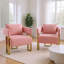 Ensemble de 2 fauteuils club jiya, velours rose rembourré en éponge, pieds dorés-133076249