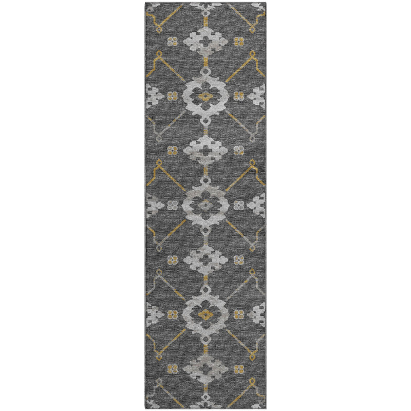 Premium Machine Washable Taquoia AMF122 Gray Rug, Runner 2'3" x 7'6"