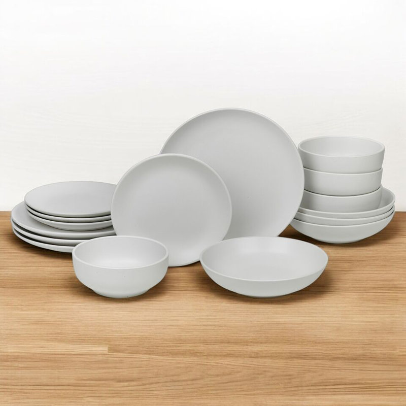 Piece Ceramic Dinnerware Set - Service for 16, Black