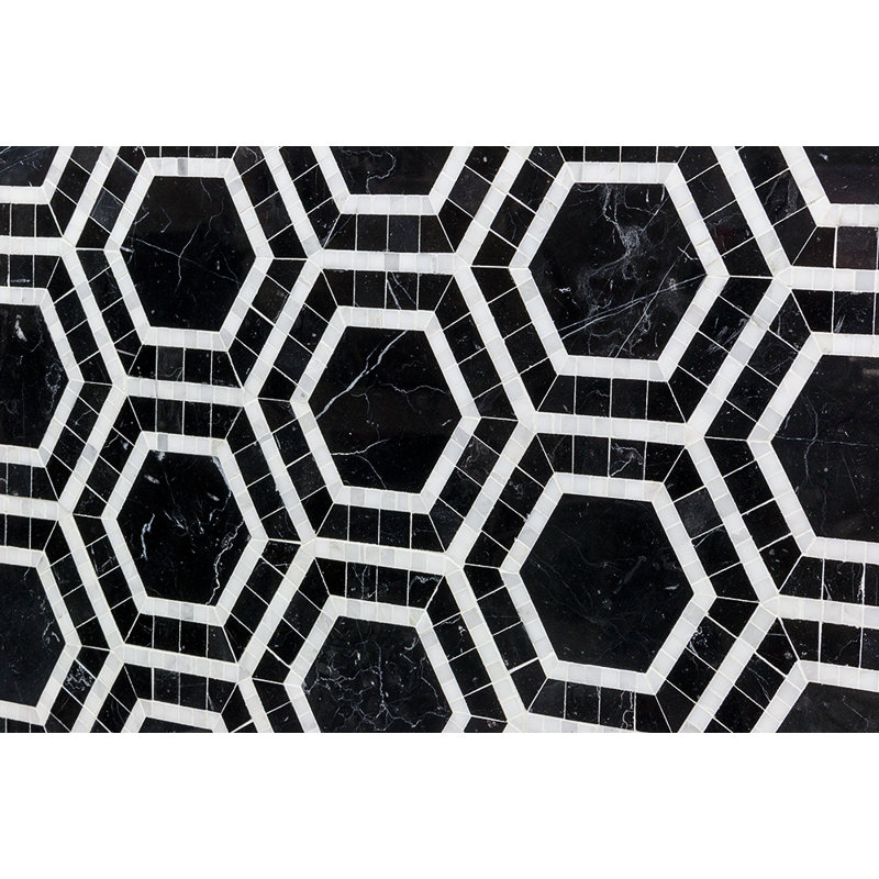Carreau de mosaïque de marbre et de sol Zeta, Nero