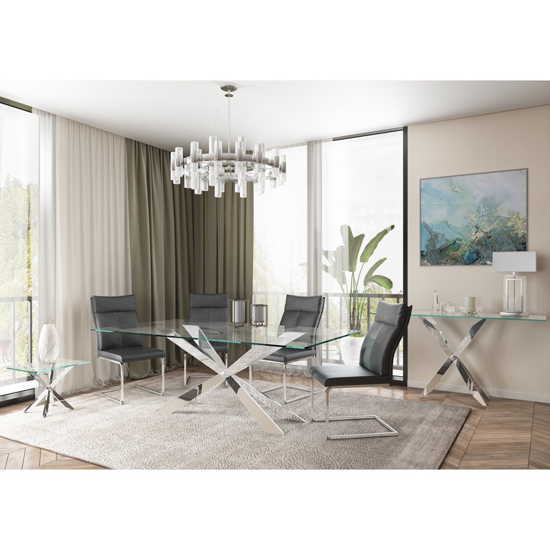 Krystin 160cm Glass Top Console Table
