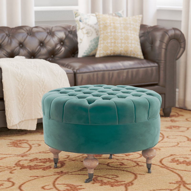 Ronni Velvet Ottoman, Marine