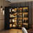 L-Shaped Bookcase Set With Tempered Glass Doors, Aluminum Alloy Frame And 3-Color LED Shelf Lighting