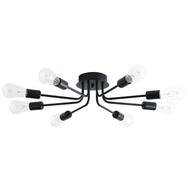 Plafonnier semi-encastré Bultema 8 E26, Noir, H 6 po x L 36,2 po