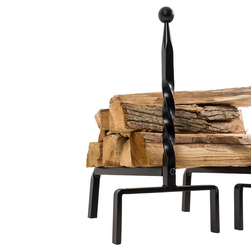 Bowmore Andirons in Black - Set of 2 Andirons - Steel Construction, Durable and Fire Resistant