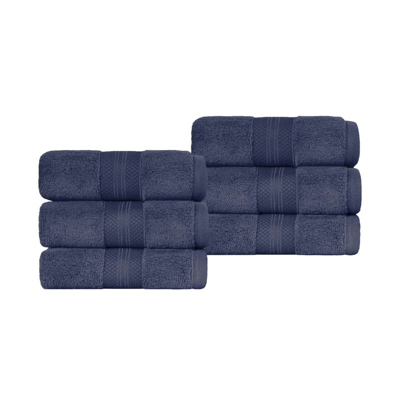 Finnian Plush Heavyweight, 100% Turkish Towel Collection, Crown Blue, Hand Towels - 6 Pack