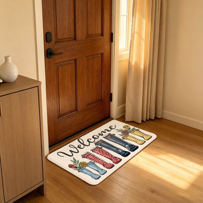 Tapis de bienvenue à motif floral multicolore 20 x 32 po