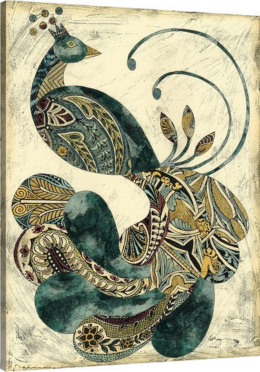 'Royal Peacock I' Graphic Print Bungalow Rose 