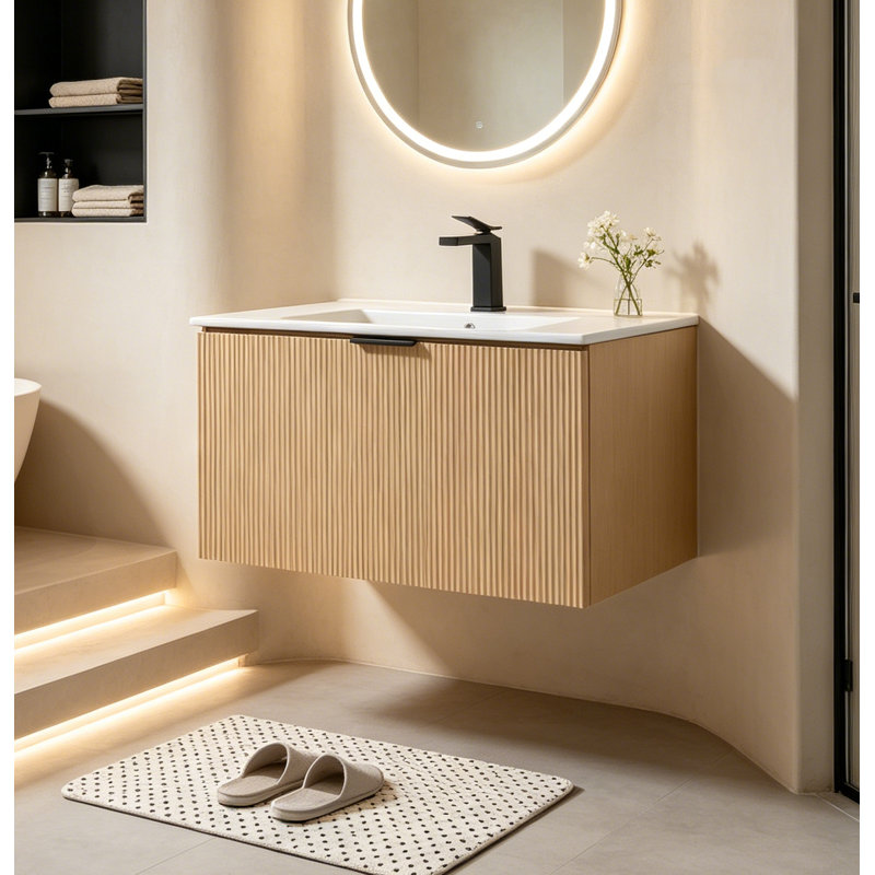 Meuble-lavabo flottant moderne 30 po avec lavabo en céramique