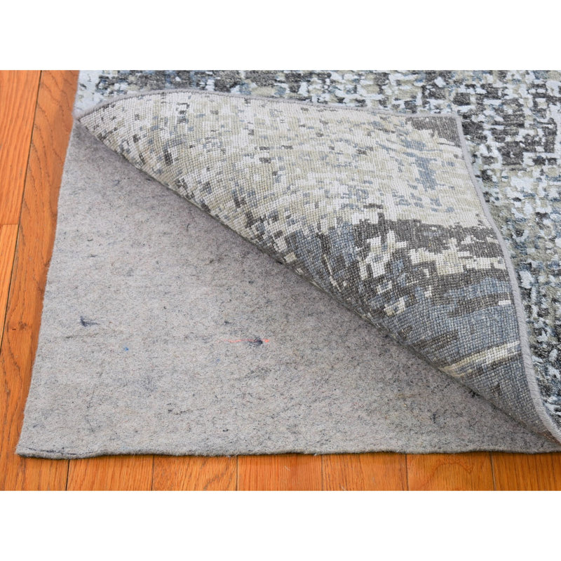 Tapis noué à la main 3 pi 1 po x 5 pi en laine et soie à motif abstrait noué à la main 72D81325345B4823B9655031FE2586EB